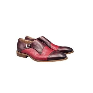 Steven Land Mens Size 10.5 M NWOB Brown And Red Leather Handmade Monkstrap Shoes